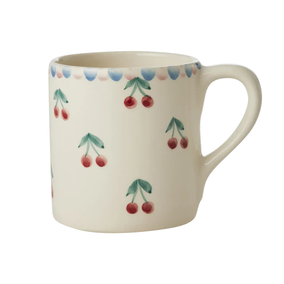 Ceramic Mug - Cream - Hand Painted Cherries