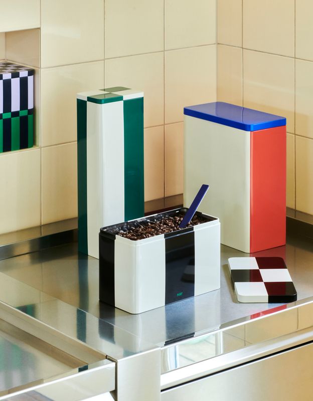 Tin Container XL - Off White, Blue And Red