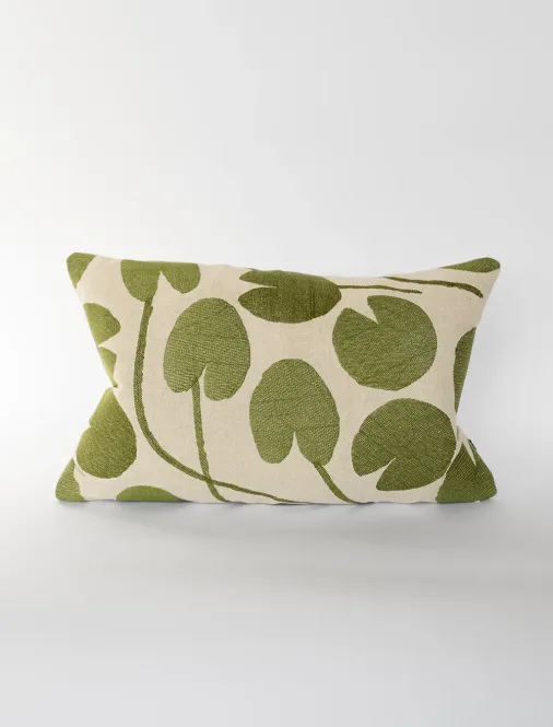 Hovedbilde Water Lilies Embroidered Cushion Cover, Green