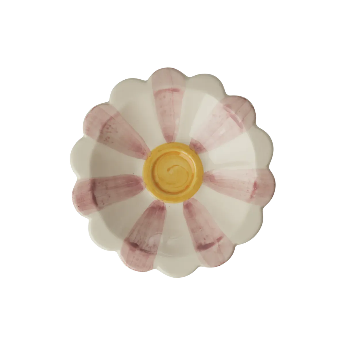 Small Ceramic Dipping Bowl - Pink - Hand-painted Stripes