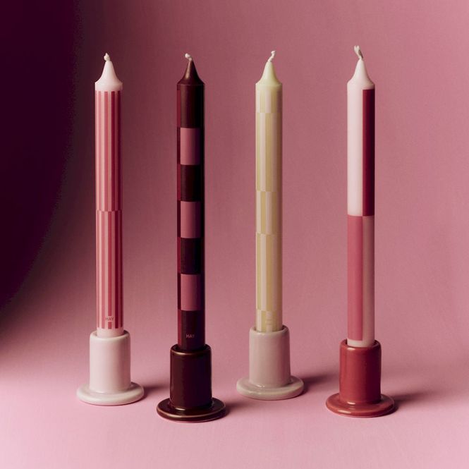 Hovedbilde Pattern Candle, Set of 4 - Pink and bordeaux