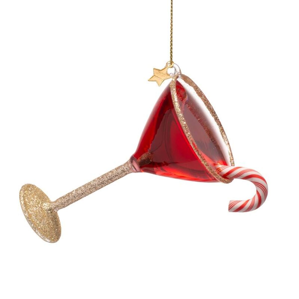 Ornament glass red christmas cocktail H10.5cm