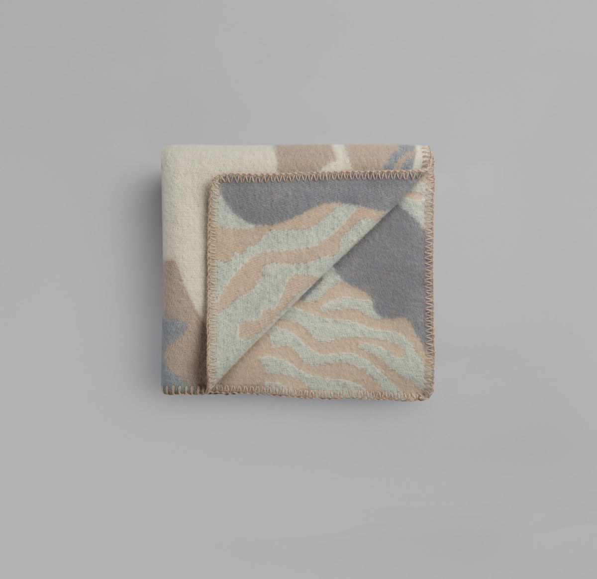 Fugl og Fisk Halvpledd ull 100x135 - Grey/Beige