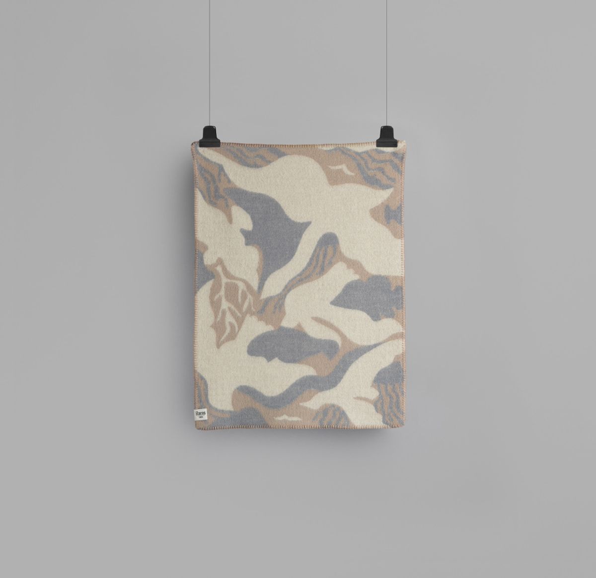 Fugl og Fisk Babypledd ull 67x100 - Grey/Beige