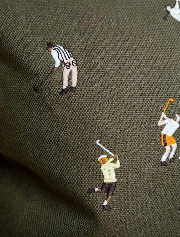 Golfers Embroidered Cushion Cover