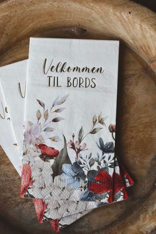 Serviett Buffet - Rød/Blå Blomster