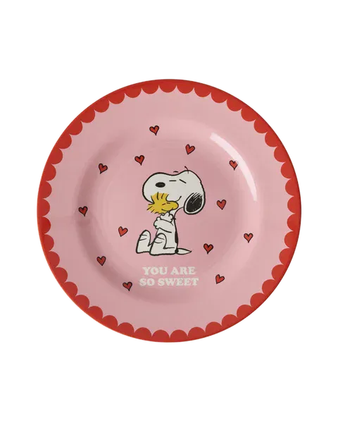 Hovedbilde Round Side Plate - Pink - Snoopy Print
