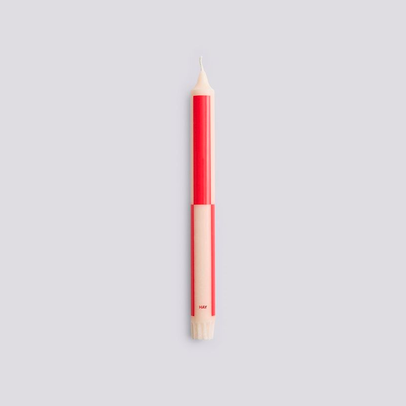 Pattern Candle - Off-White with Red Block
