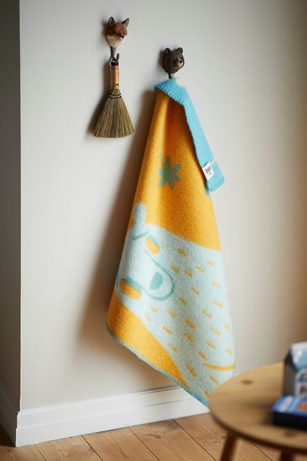 Hovedbilde Bamse Turquoise/Orange Babypledd ull 67x100 cm