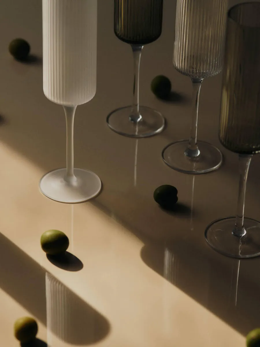 Ripple Champagne Flutes - Clear (Set of 2)