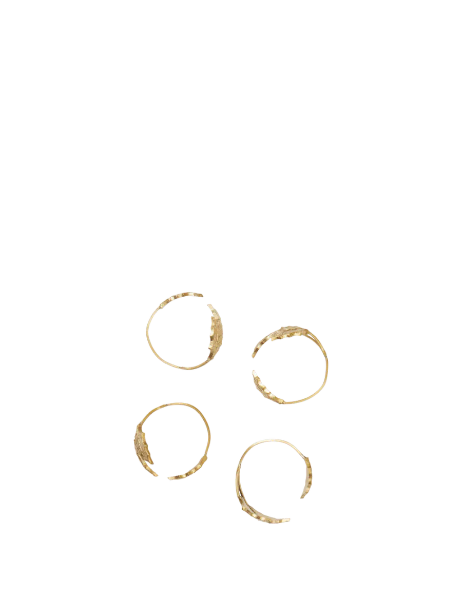Holly Leaf Napkin Rings - Set of 4 - Brass