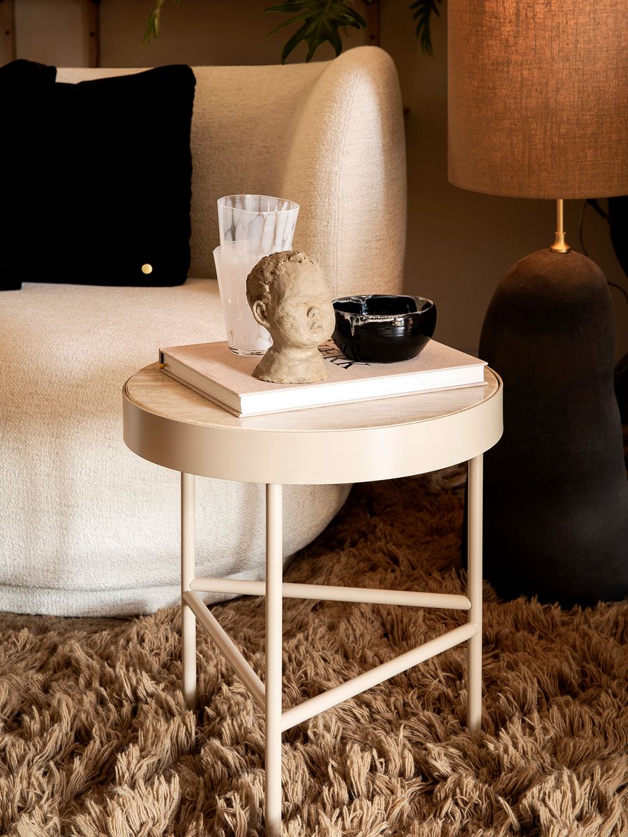 Travertine Table - Medium - Cashmere